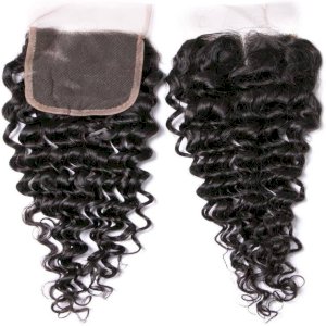 Dressmaker 4 * 4 Lace Closure Middle Part Weave Hair (Deep Wave) Natural Colour