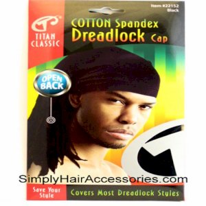 Titan Titan Classic Open Back Cotton Spandex Dreadlock Cap - Black